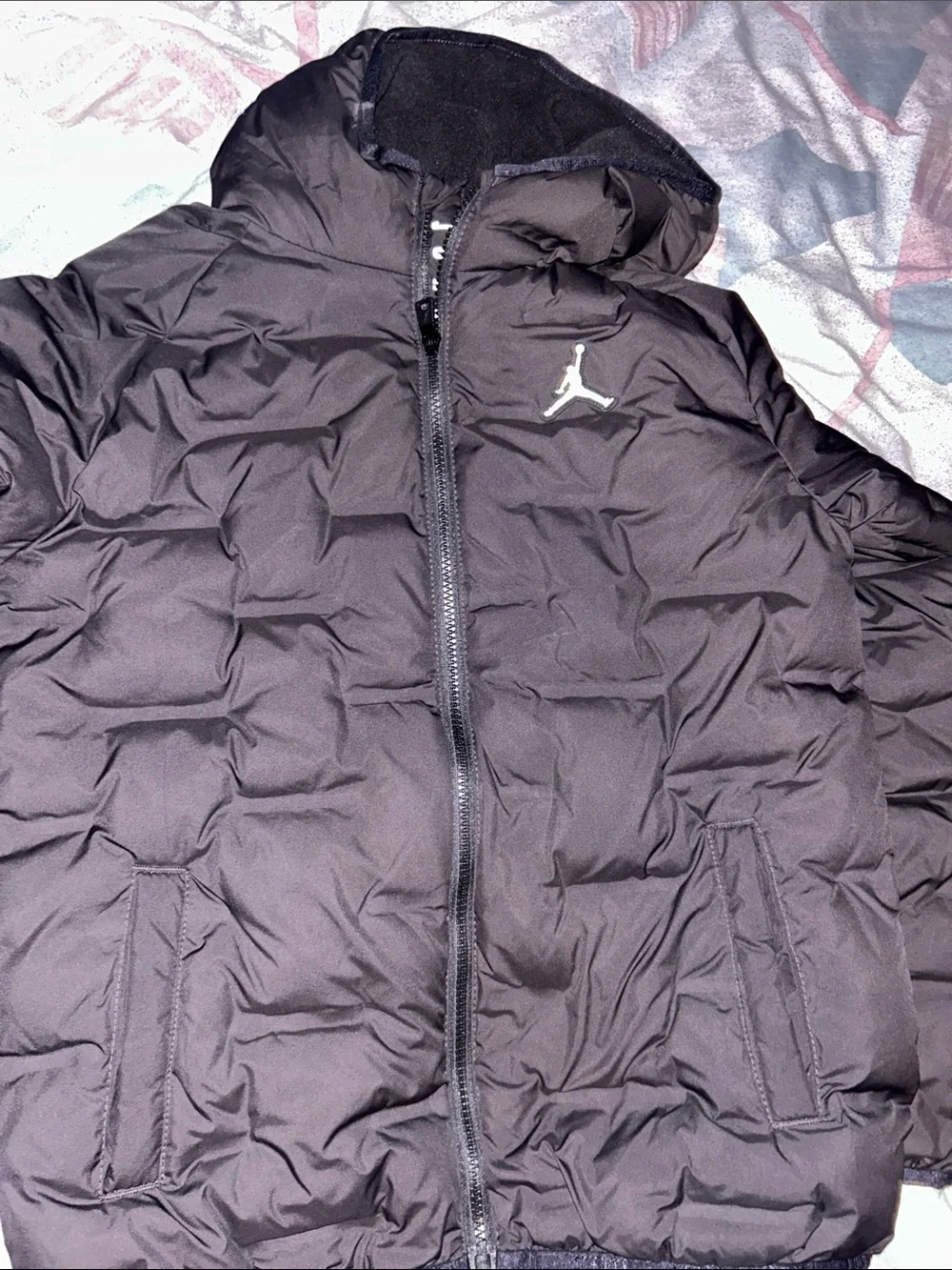Jordan Black Quilted Puffer Jacket with Hood